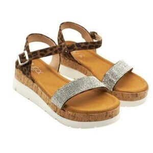 SUGAR Leopard Print Sandals with Silver Accents